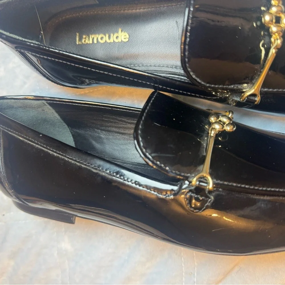 Larroudé‎ Katherine Black Patent Loafers Size 6